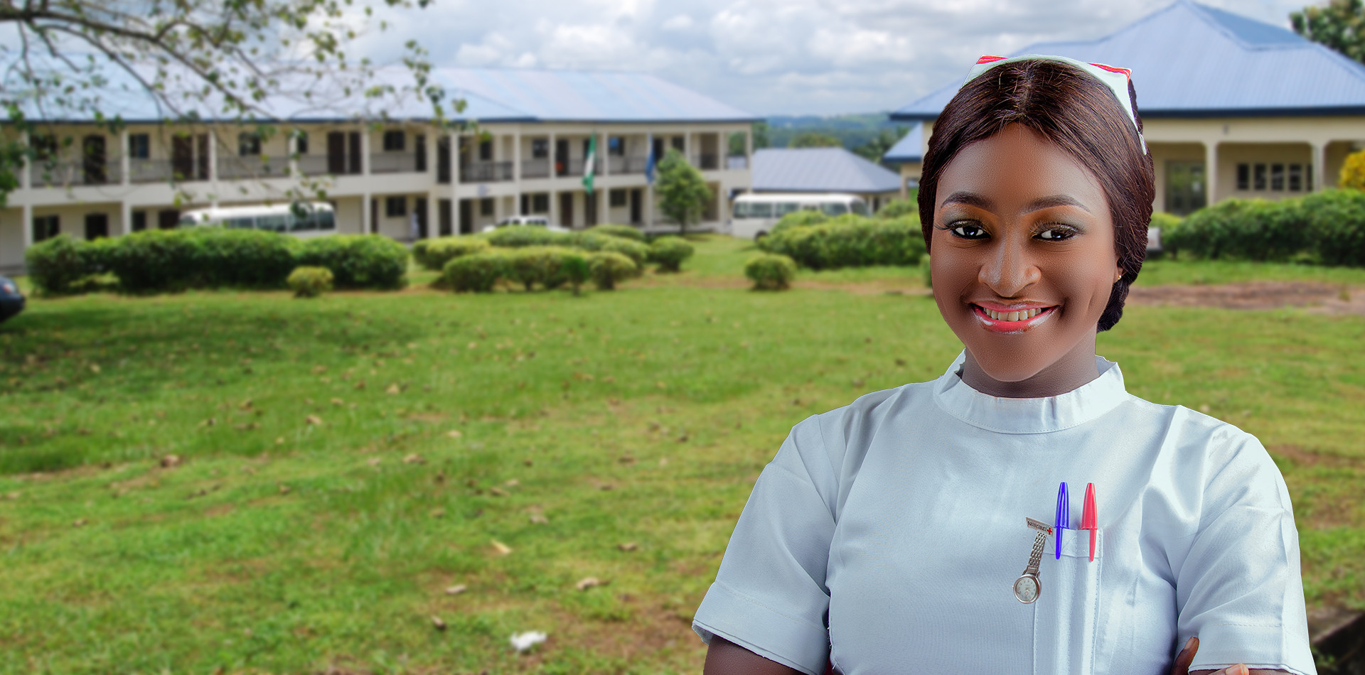 CONSIT nursing student on the Itigidi campus grounds